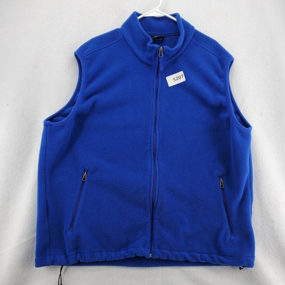 LAND'S END Vest Men's Full Zip Fleece Blue Mock Neck Zipper Pockets Size Reg XXL - Picture 11 of 11